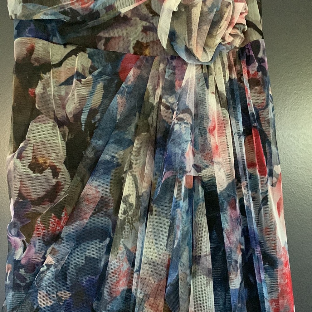 Adrianna Papell one shoulder printed chiffon gown - Picture 10 of 16